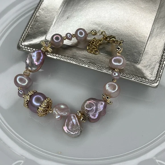 Handmade Freshwater Pearl Unicorn Color Purple Pink Bracelet 😍 - Picture 3 of 3